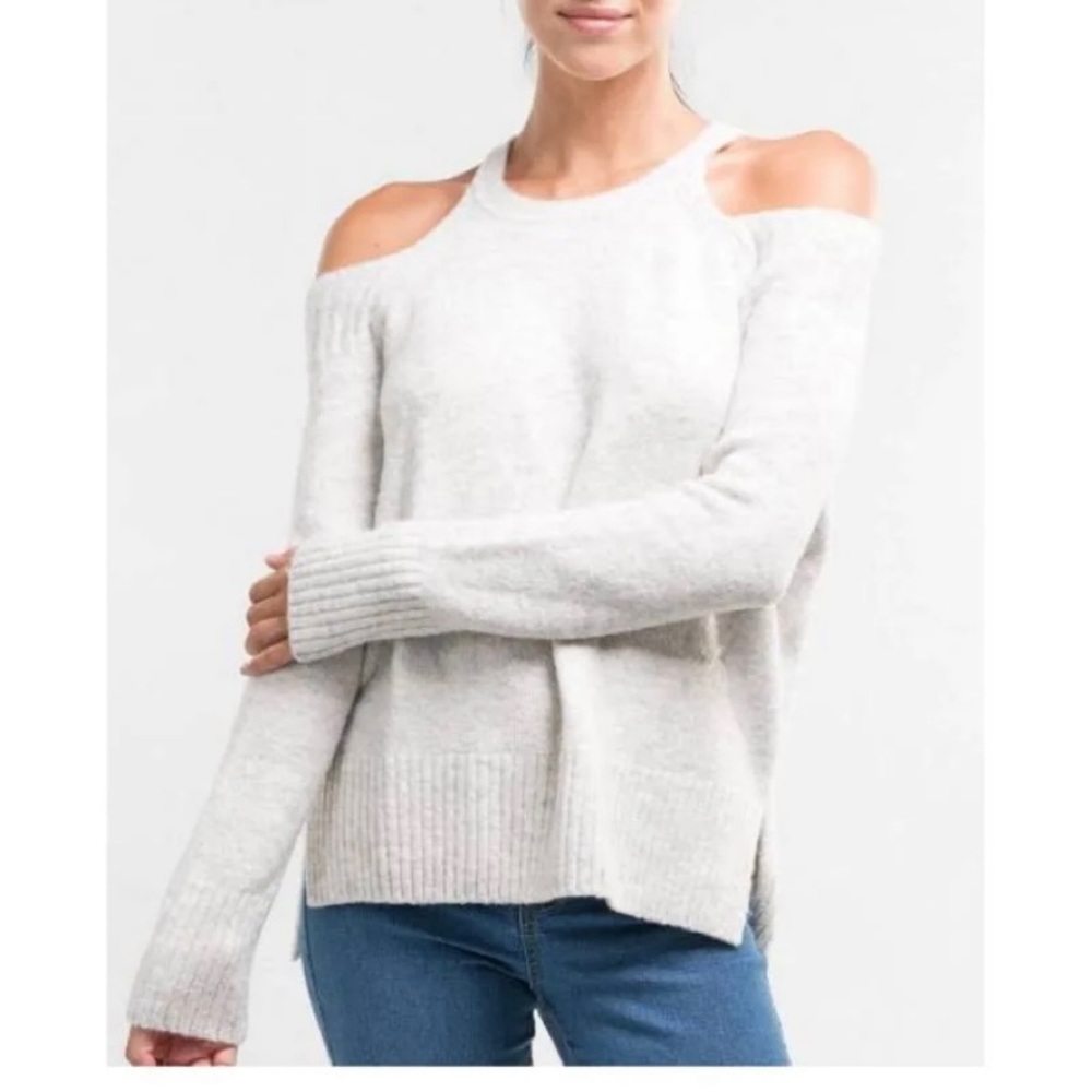 Lovestitch Sweater Cold Shoulder Light Heathered Grey size Small